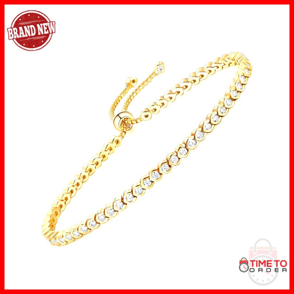 Moissanite Tennis Bracelet Sterling Silver Adjustable Elegant Classic Gift For